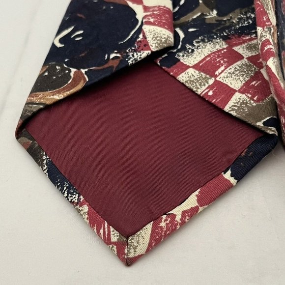 Vintage 1970s Cotton Tie Don Loper Beverly Hills Loud Print Checker Floral - Picture 6 of 10